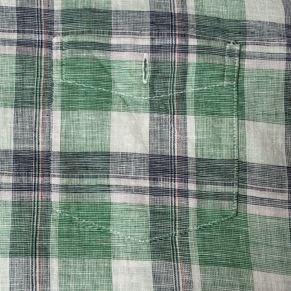 Weatherproof Vintage Shirt Men XL Plaid Washable Linen Short Sleeve Coastal - Picture 7 of 11